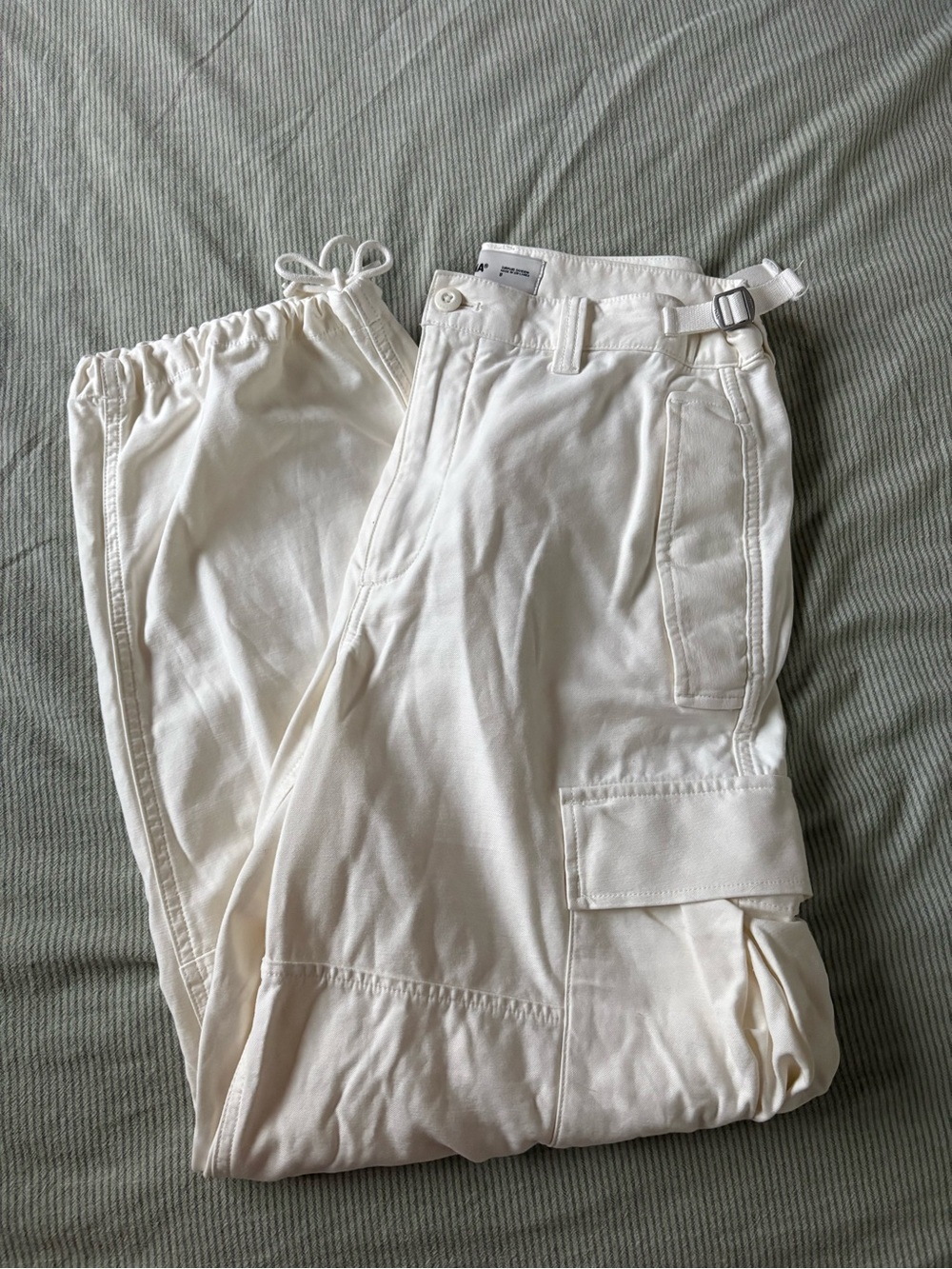 TNA Off White Cargo Pants with Utility Pockets